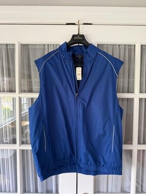 Brooks Brothers Royal Blue Sleeveless Zip Vest Golf new